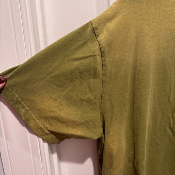 FOUND Casual Olive Short Sleeve Boho Embroidered Tee Size XL - Picture 2 of 14